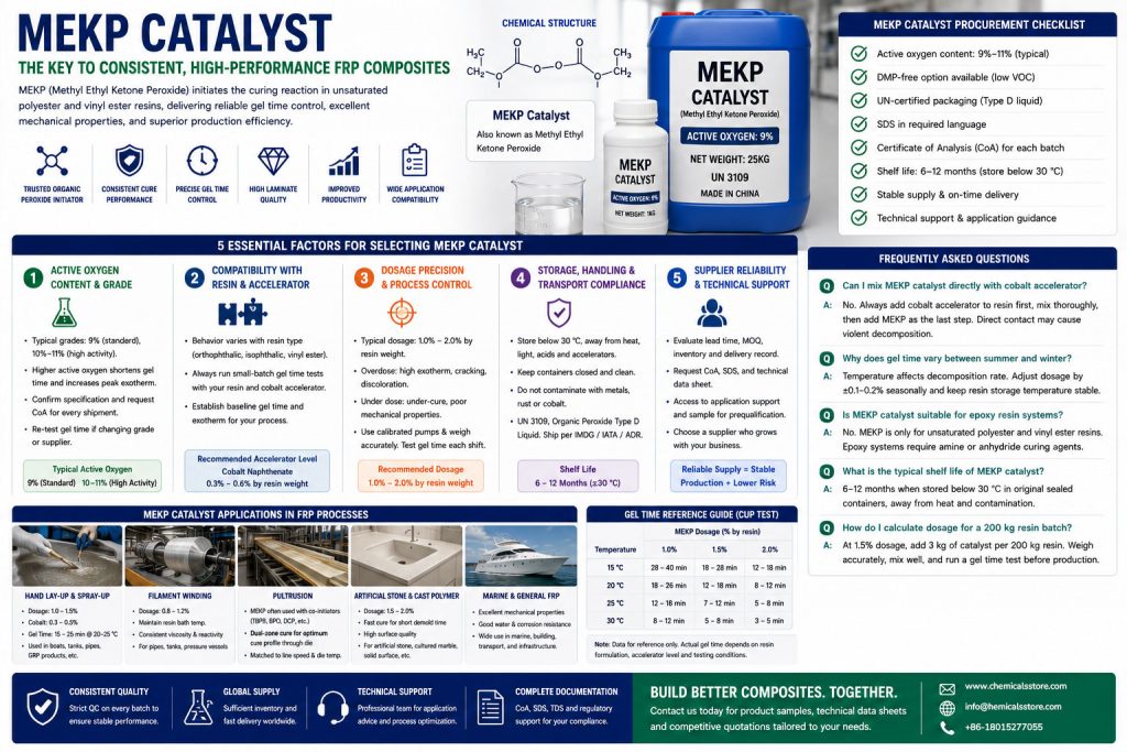 MEKP Catalyst for FRP: 5 Essential Factors for Reliable Composite Curing