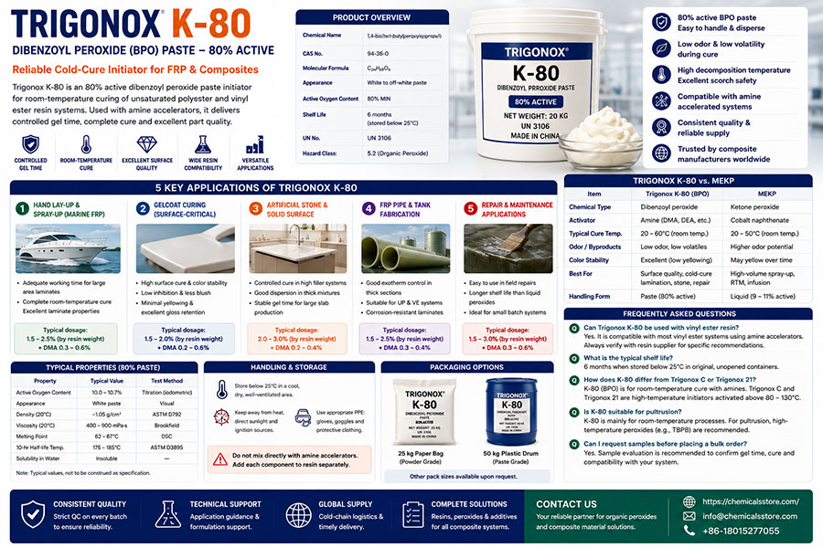 Trigonox K-80 Organic Peroxide: 5 Key Applications in FRP and Composite Manufacturing